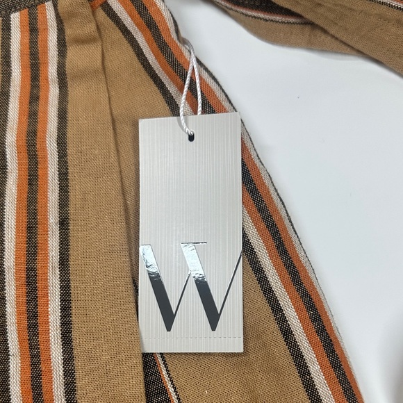 Worthington Linen CottonStriped Brown Wrap Skirt - Picture 3 of 10